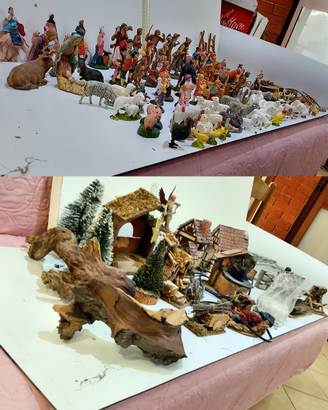 presepe completo lotto misto artigianale elettrico