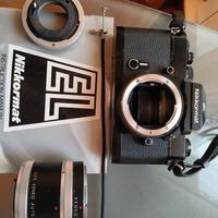 Nikkormat EL nera con prolunghe