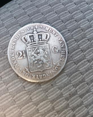 2,5 gold olandese 1847 argento