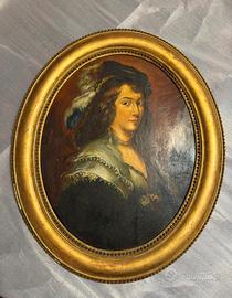 Olio su rame - Ritratto femminile XIX sec.