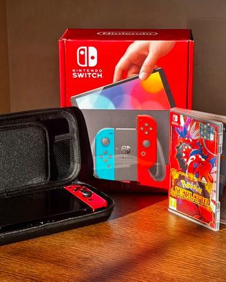 Nintendo Switch Oled, Pokemon Scarlatto, Custodia