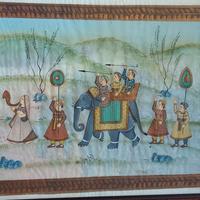 Dipinto a mano su seta,arte MOGHULmeta XX sec.