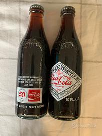 Due bottiglie commemorative cocacoka 50 anni
