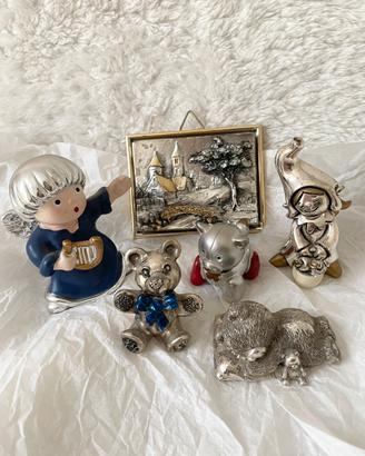 Set 6 bomboniere smaltate in argento