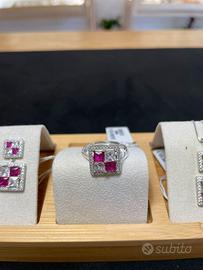 Anello a Scacchiera Argento e Cristalli - Effetto