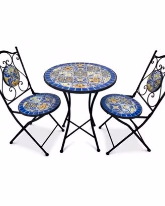 SET TAVOLO MOSAICO CON SEDIE PIEGHEVOLI