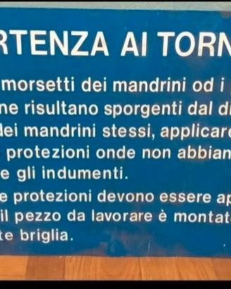 Cartello avvertenza ai tornitori