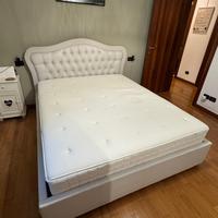 Letto contenitore ecopelle bianco + materasso