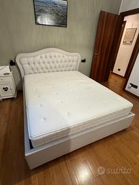 Letto contenitore ecopelle bianco + materasso