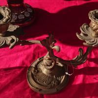 Antico candelabro in ottone, prima metà del '900