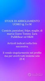 Stock di abbigliamento uomo tg. S/M