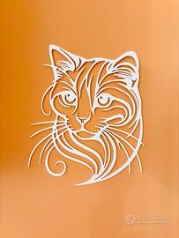 Wall Art Faccia di Gatto. Stampa 3D. Line Art. PLA
