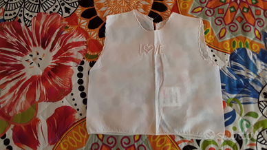 Camicino fortuna bianco rosa smanicato