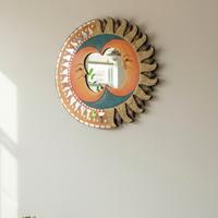 specchio sole luna in legno