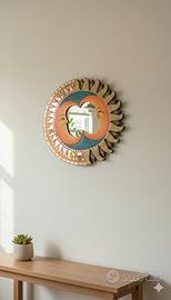 specchio sole luna in legno