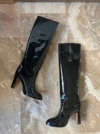 Stivali donna vernice nera n. 35 tacco 9 cm