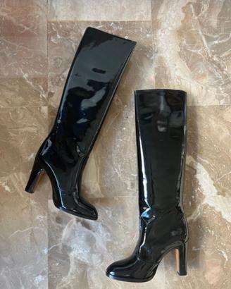 Stivali donna vernice nera n. 35 tacco 9 cm