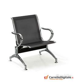 Panca per sala attesa 1 posto in acciaio Nero