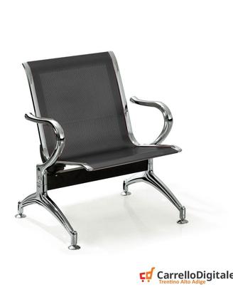 Panca per sala attesa 1 posto in acciaio Nero