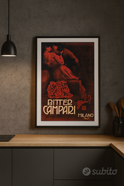 Poster A3 Bitter Campari Didovich il bacio 1904