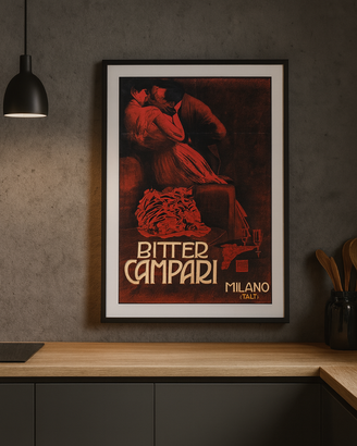 Poster A3 Bitter Campari Didovich il bacio 1904