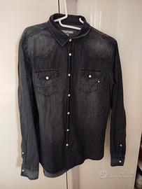 camicia denim nera terranova 