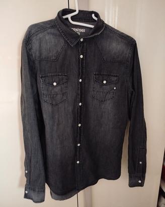 camicia denim nera terranova 