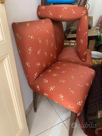 Sedie /poltrona in tessuto e gamba in legno