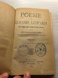 Libro antico di Giacomo Leopardi del 1880