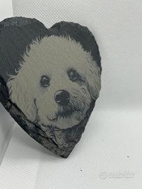 sottobicchiere in ardesia con cane 10x10