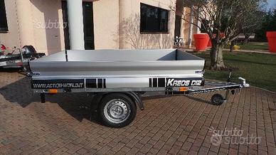 Rimorchio carrello con sponde alu 220 x 142 cm