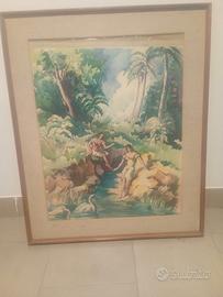 Pittura paesaggio esotico 67x83 da sistemare