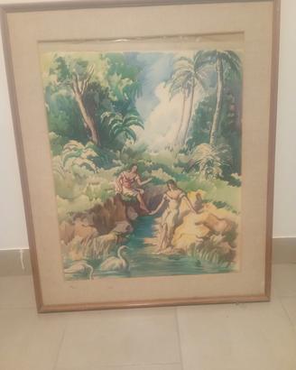 Pittura paesaggio esotico 67x83 da sistemare