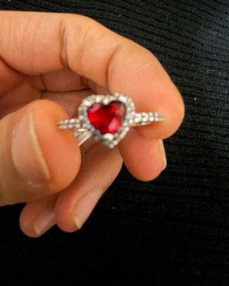 Anello pandora Argento con cuore rosso