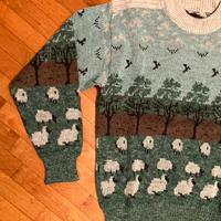 Maglione vintage lana e alpaca disegno paesaggio