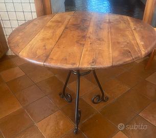 Tavolo rustico sedie legno massello ferro battuto