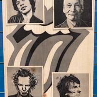 Rolling Stones stampa su legno 20x30 cm.