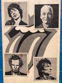 Rolling Stones stampa su legno 20x30 cm.