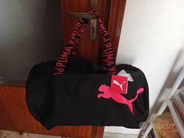 Borsone sportivo con tracolla nero e rosa Puma don