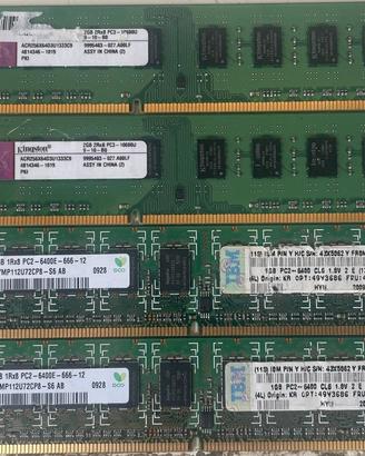 Stock RAM DDR3 e DDR2 - 2GB Kingston e 1GB Hynix