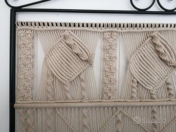Testata letto singolo in macramé e ferro battuto