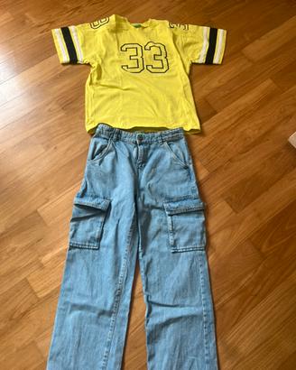 T shirt e jeans Benetton tg. 10-11