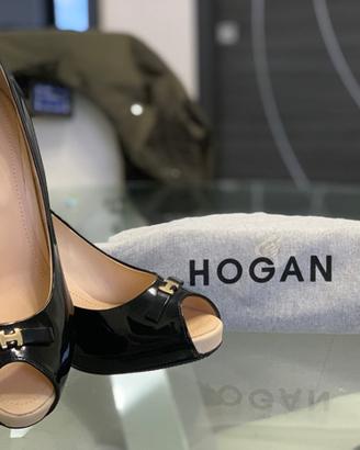 Scarpe Hogan Decollete Spuntate nero lucido nuove