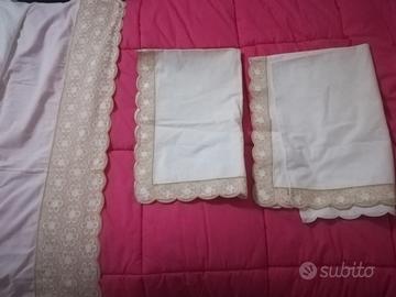 lenzuolo piu federe cuscini vintage matrimoniale