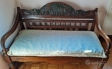 Panca antica indiana in Teak intagliata a mano