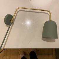 Coppia Lampade da parete verde e ottone