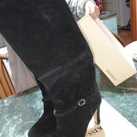 Stivali in Camoscio neri tacco alto 