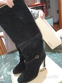 Stivali in Camoscio neri tacco alto 