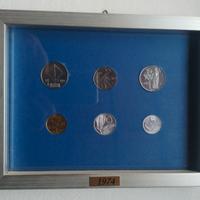 Quadro con monete Repubblica Italiana 1974