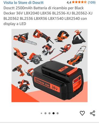 Batteria di ricambio per Black & Decker 2500 mAh,